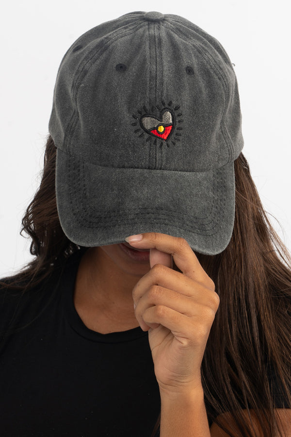 Our Heart Flag Black Vintage Washed Cap