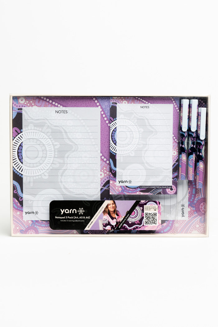 A Woman's Connection Notepad 3 Pack (A4, A5 & A6) with 3 Pack of Pens