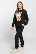 Reconciled Nation (Yellow) Black Cotton Blend Crew Neck Women's Sweatshirt