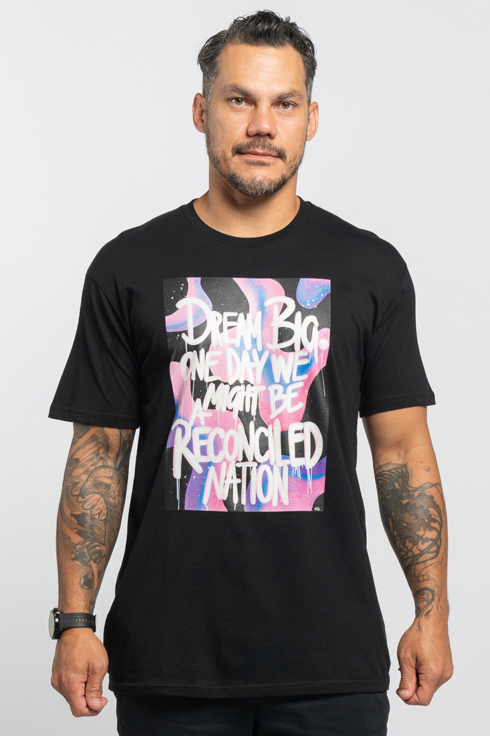 Reconciled Nation (Purple) Black Cotton Crew Neck Unisex T-Shirt