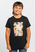 Reconciled Nation (Yellow) Black Cotton Crew Neck Kids T-Shirt