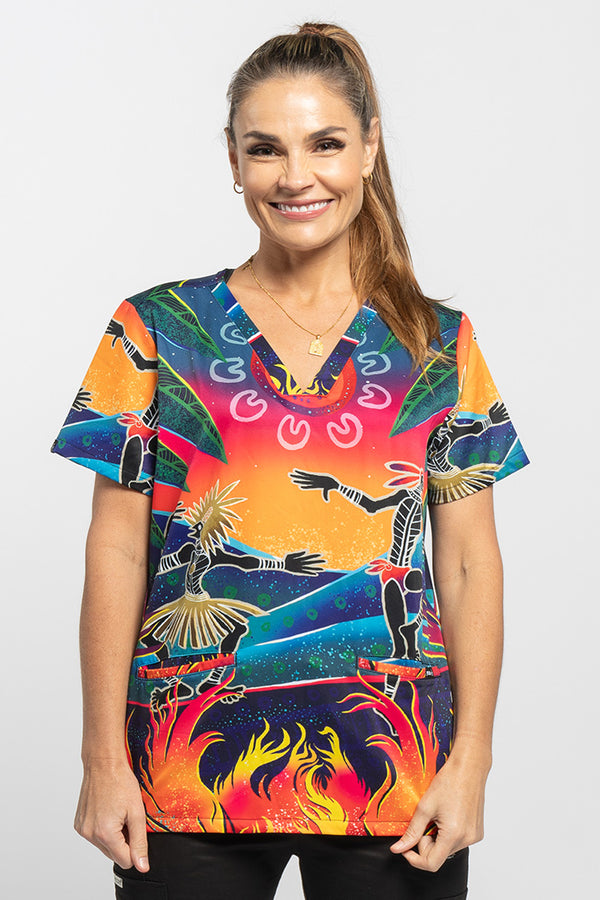 Fire Spirit People Women’s Three Pocket Scrub Top