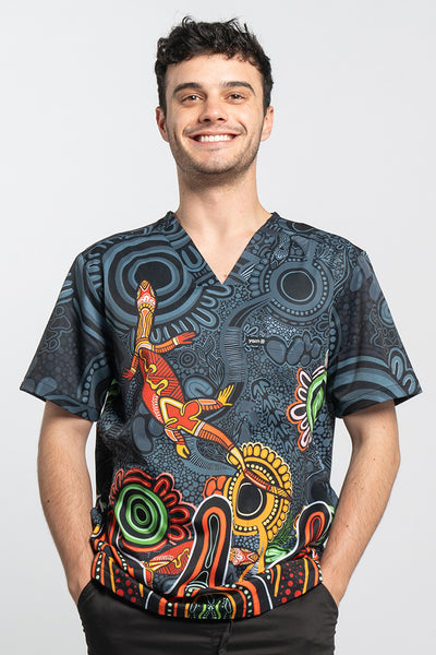 Proud & Deadly NAIDOC 2024 Essence Unisex Three Pocket Scrub Top