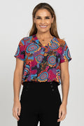 Celebration V Neck Women's Short Sleeve Blouse