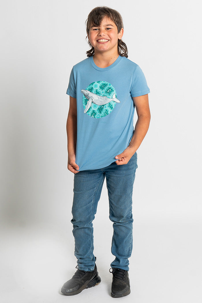 Migaloo 'Australian Wildlife Conservancy' Carolina Blue Cotton Crew Neck Kids T-Shirt