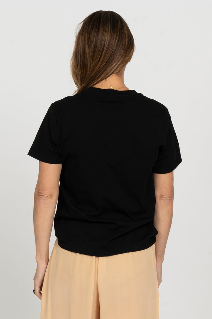 Celebration Black Cotton Crew Neck Women’s T-Shirt