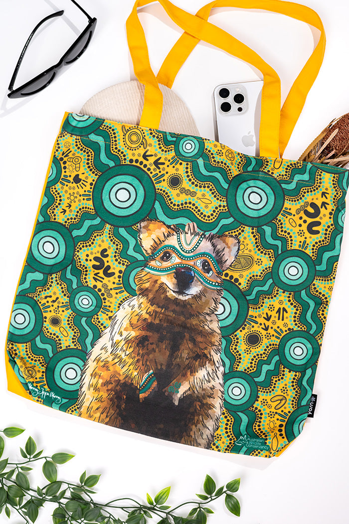 Quokka 'Australian Wildlife Conservancy' Premium Canvas Full Print Tote Bag