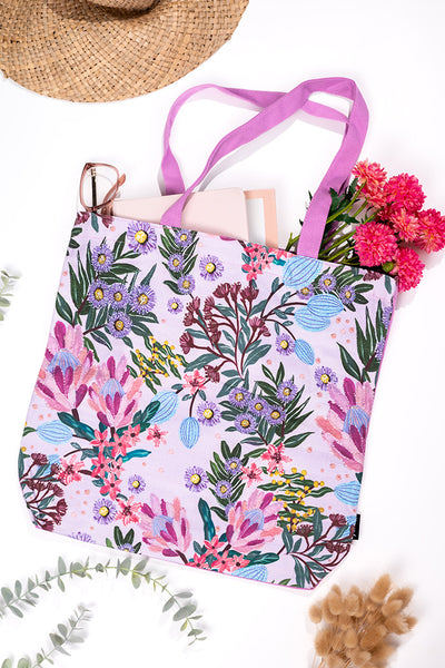 Pink Banksia Premium Canvas Full Print Tote Bag