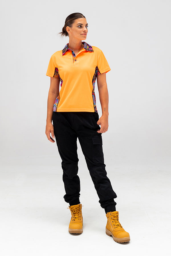 Celebration High Vis Fluro Orange Women's Fitted Polo Shirt