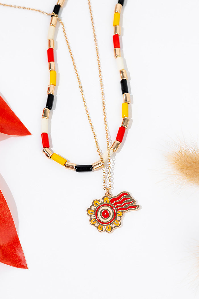 Keep The Fire Burning! NAIDOC 2024 Beaded Pearl Layered Necklace