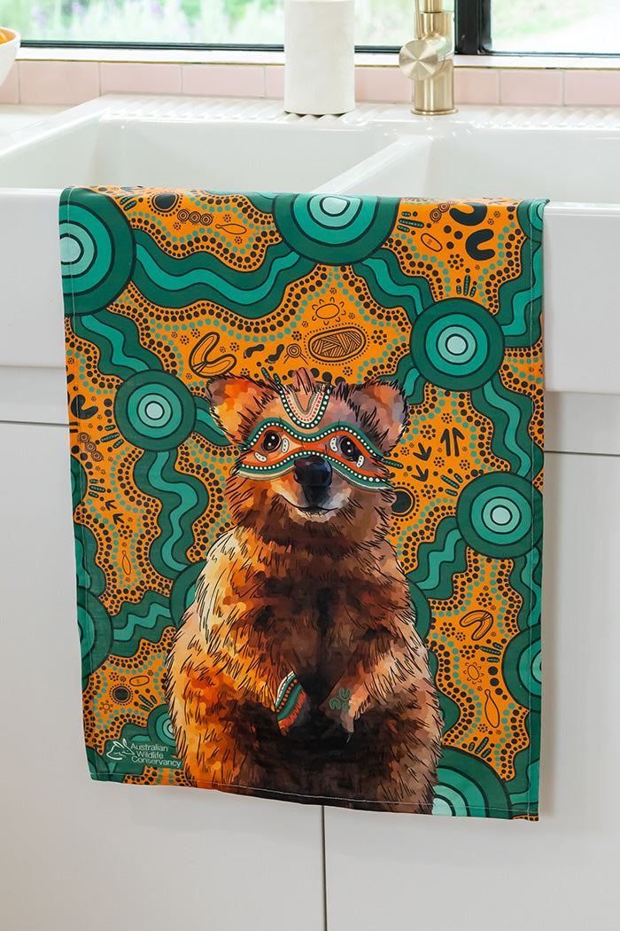 Quokka 'Australian Wildlife Conservancy' Linen Blend Tea Towel