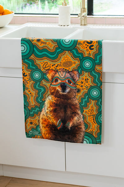 Quokka 'Australian Wildlife Conservancy' Linen Blend Tea Towel