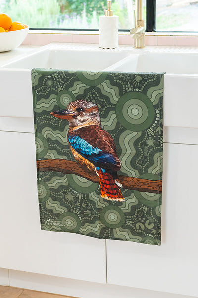 Kookaburra (Durdilapka) 'Australian Wildlife Conservancy' Linen Blend Tea Towel