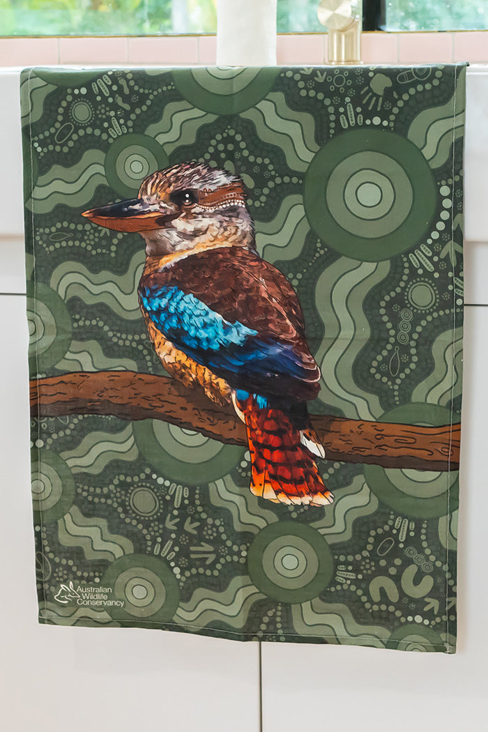 Kookaburra (Durdilapka) 'Australian Wildlife Conservancy' Linen Blend Tea Towel