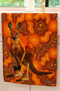 Kangaroo (Barra) 'Australian Wildlife Conservancy' Linen Blend Tea Towel