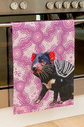 Tasmanian Devil 'Australian Wildlife Conservancy' Linen Blend Tea Towel