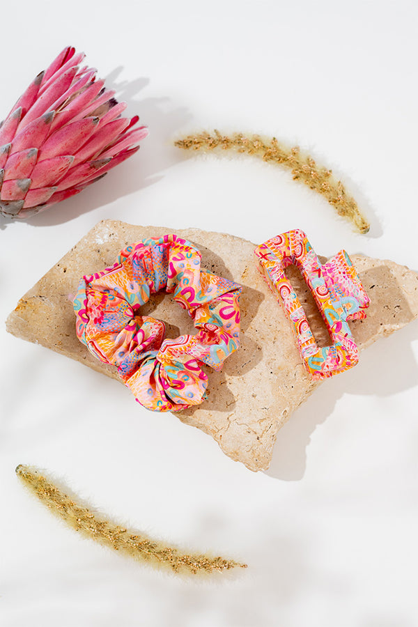 Flourishing Blooms Scrunchie & Square Claw Clip