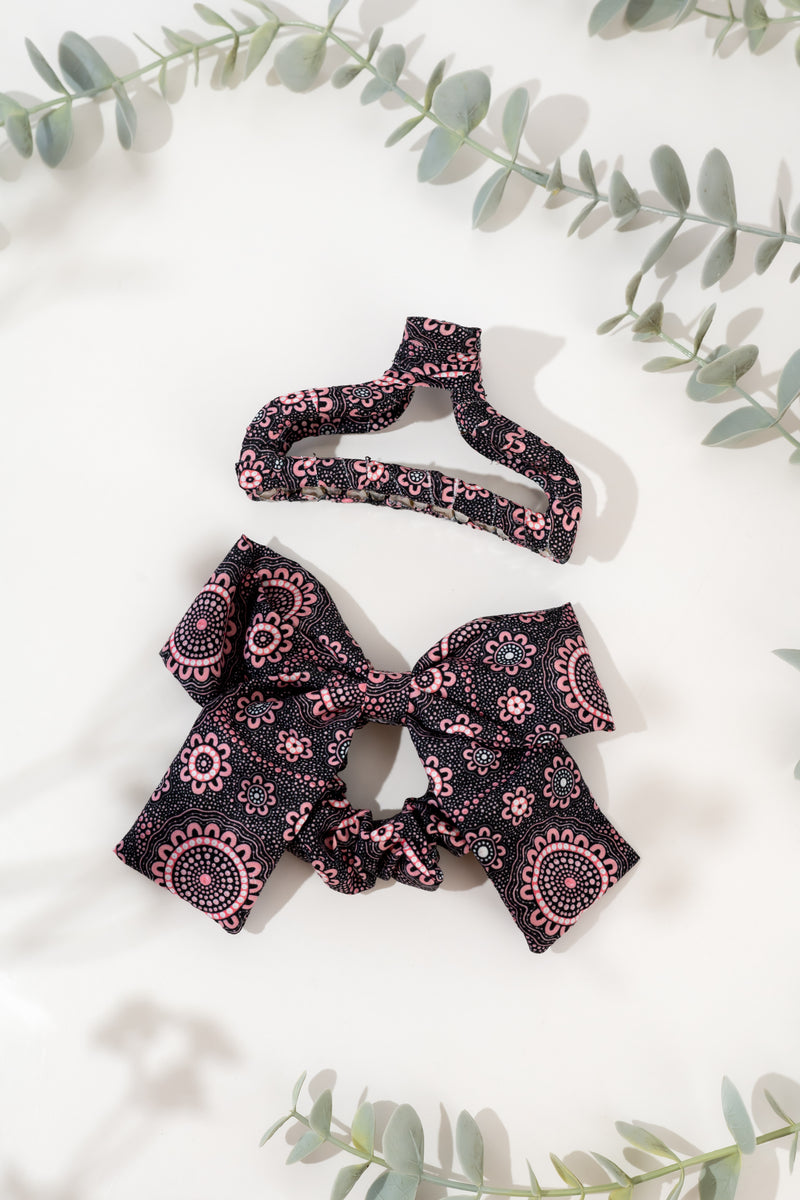 Boobie Sista (No. 2) Bow Scrunchie & Curved Claw Clip