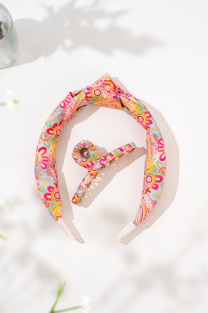 Flourishing Blooms Knot Headband & Wrapped Butterfly Claw Clip