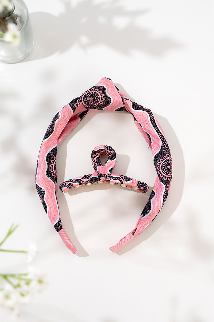 Boobie Sista Knot Headband & Wrapped Butterfly Claw Clip