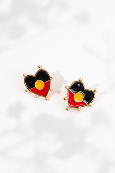 "Raise The Flag" Aboriginal Flag Heart Earrings