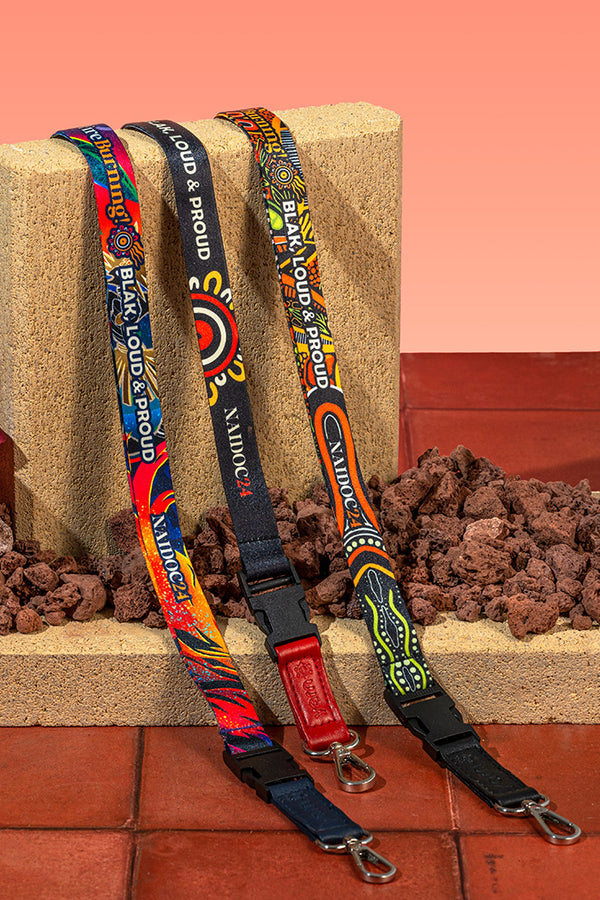 Keep The Fire Burning! NAIDOC 2024 Black Premium Lanyard