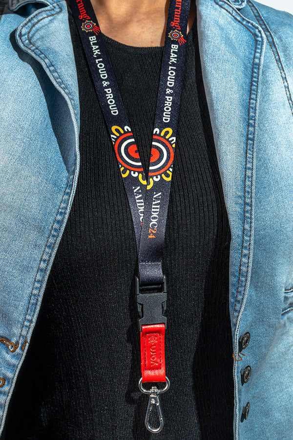 Keep The Fire Burning! NAIDOC 2024 Black Premium Lanyard