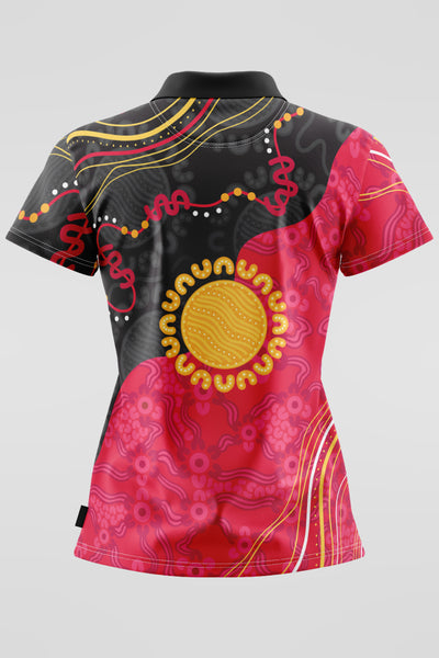 Sun Soaked Aboriginal Flag Women's Fitted Polo Shirt