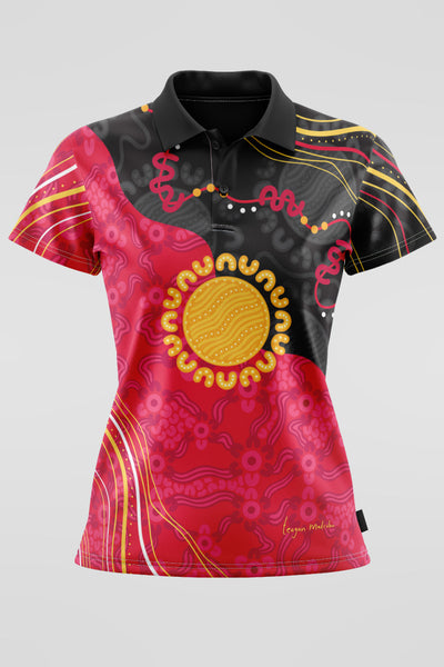 Sun Soaked Aboriginal Flag Women's Fitted Polo Shirt