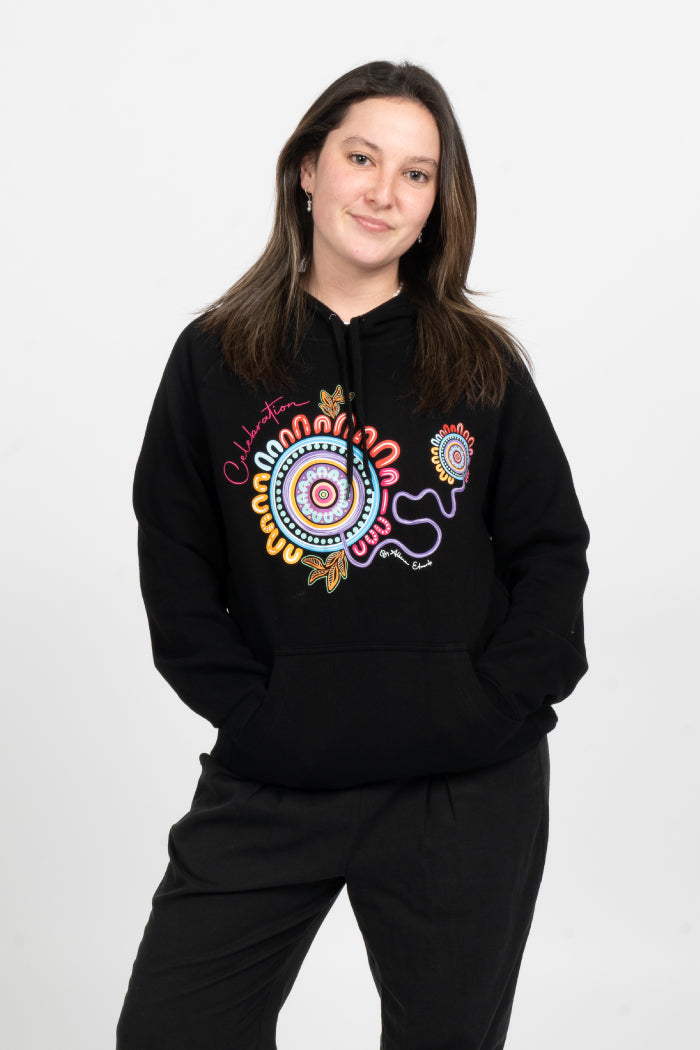 Celebration Black Cotton Blend Women's Hoodie