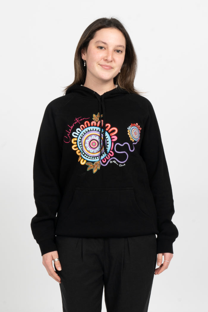 Celebration Black Cotton Blend Women's Hoodie