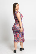 Pink Colours V Neck Women's Midi Dress