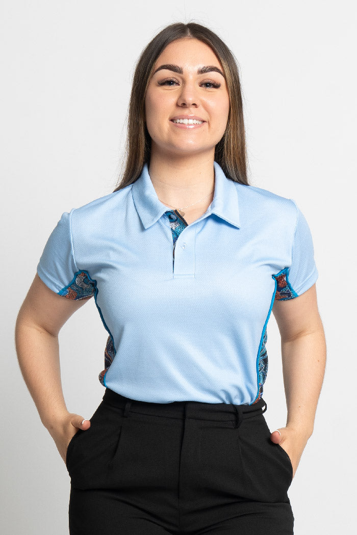 Calm Place Aqua Bamboo (Simpson) Women's Fitted Polo Shirt