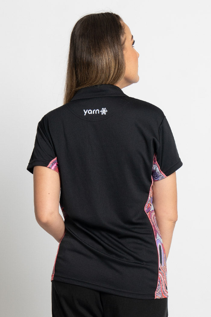 Pink Colours Black Bamboo (Simpson) Women's Fitted Polo Shirt