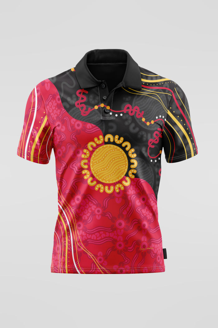 Sun Soaked Aboriginal Flag Kids Polo Shirt