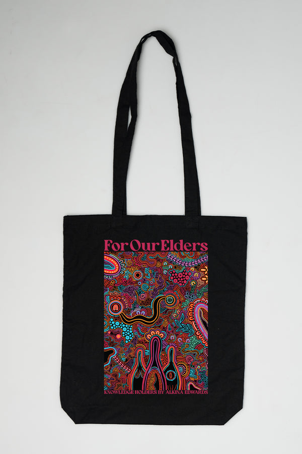 Knowledge Holders Black Long Handle Cotton Tote Bag