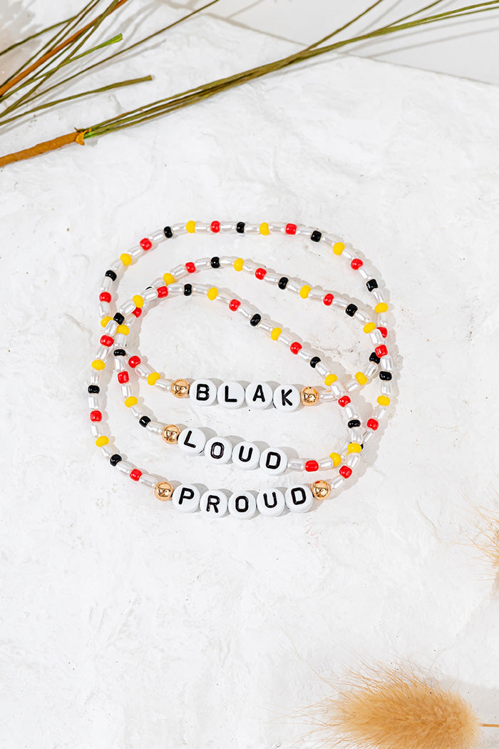 Black, Loud & Proud NAIDOC 2024 Beaded Bracelets (3 Pack)