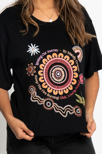 Igniting Our Journey Black Cotton Crew Neck Women’s T-Shirt