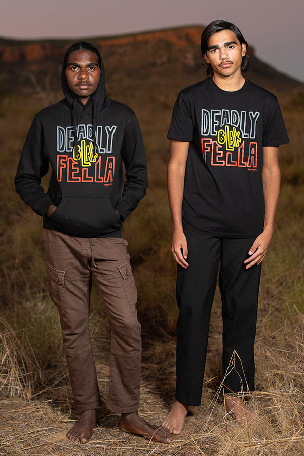 Deadly Blak-Fella Black Cotton Crew Neck Unisex T-Shirt