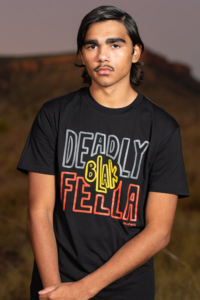 Deadly Blak-Fella Black Cotton Crew Neck Unisex T-Shirt