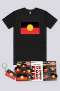 "Raise the Flag" Aboriginal Flag (Large) Black Kids T-Shirt Boxed Bundle