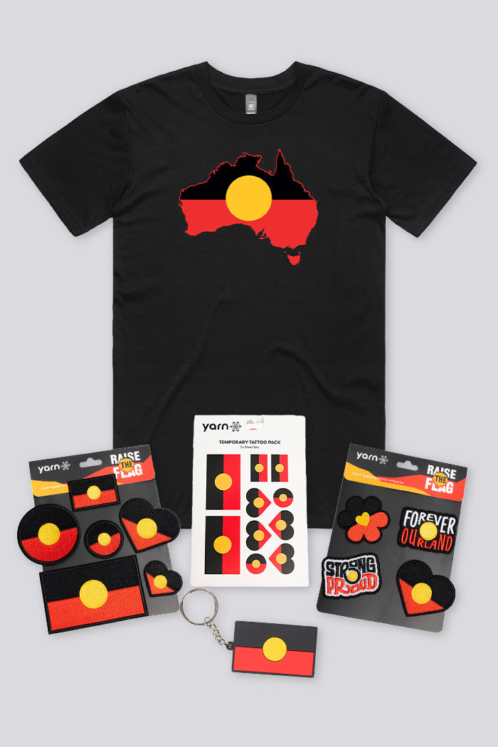 "Raise the Flag" Aboriginal Flag (Australia) Black Kids T-Shirt Boxed Bundle