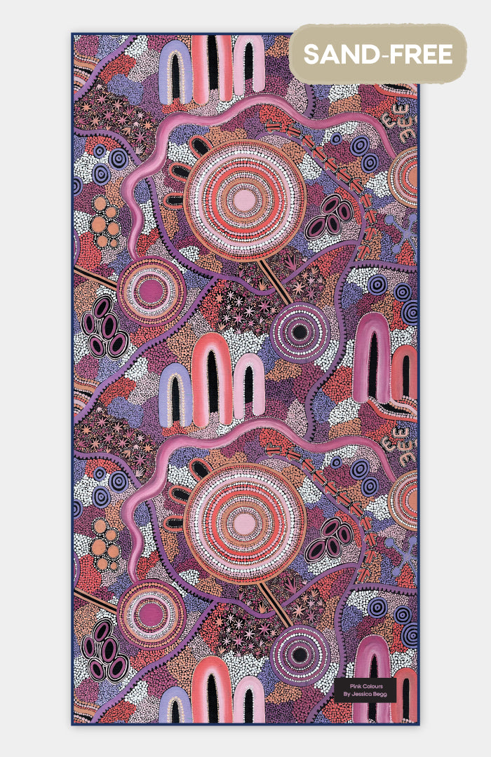 Pink Colours Sand Free rPET Beach Towel (80x160cm)