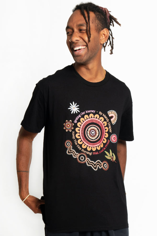 Igniting Our Journey Black Cotton Crew Neck Unisex T-Shirt