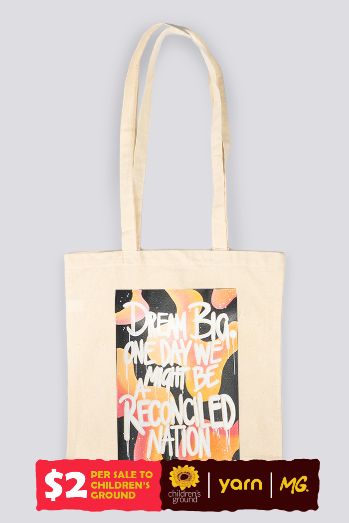 Reconciled Nation (Yellow) Natural Long Handle Cotton Tote Bag