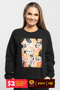 Reconciled Nation (Yellow) Black Cotton Blend Crew Neck Women's Sweatshirt