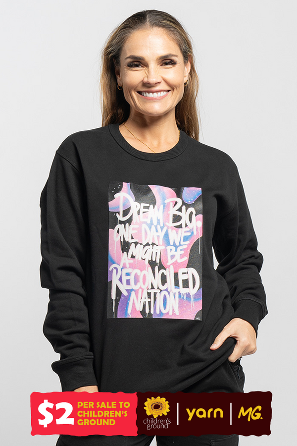 Reconciled Nation (Purple) Black Cotton Blend Crew Neck Women's Sweatshirt