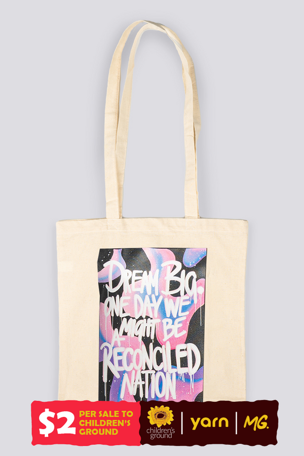 Reconciled Nation (Purple) Natural Long Handle Cotton Tote Bag