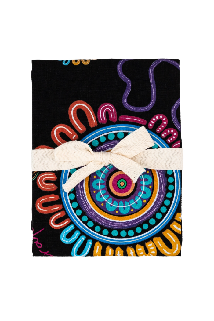 Celebration Black Linen Blend Tea Towel