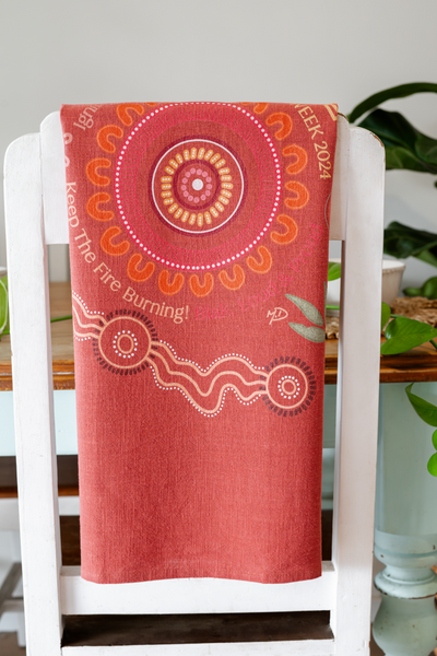 Igniting Our Journey Maroon Linen Blend Tea Towel